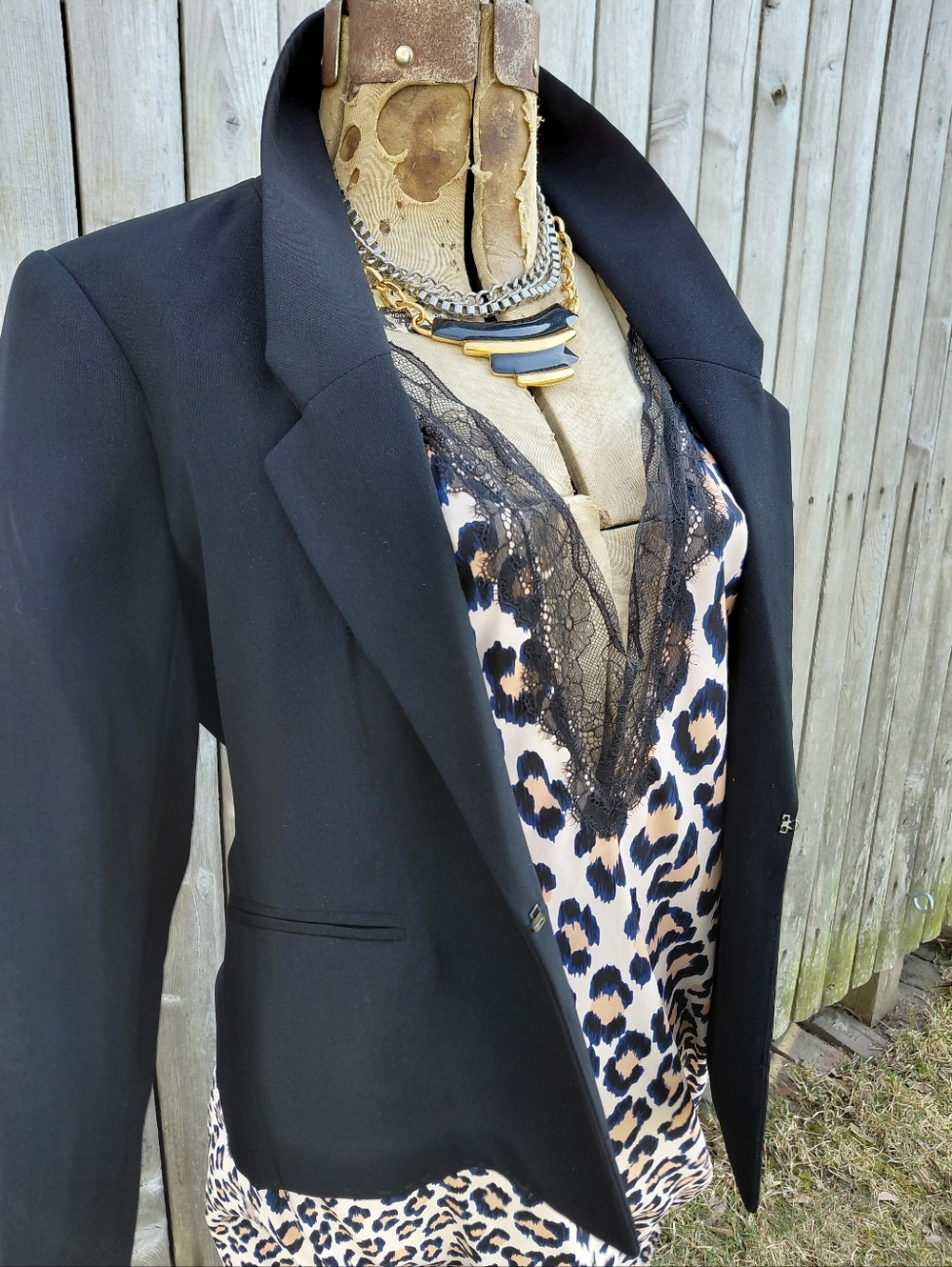 The Limited black double breasted fitted blazer jacket Womens S